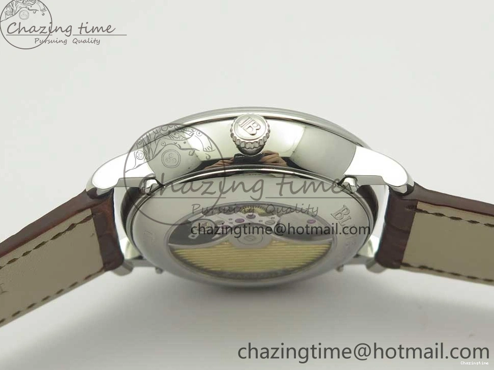 0712 Upgraded Villeret Quantième Complet 8 Jours SS Complicated Function OMF 1:1 Best Edition White Dial on Brown Leather Strap A 7983